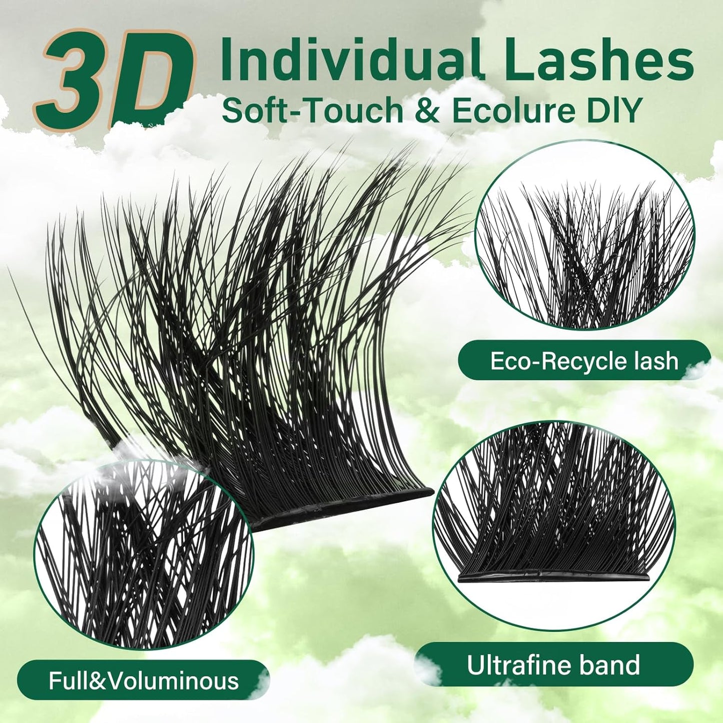 Clusters 3D Effect 231pcs Eyelash Clusters 100D200D 10-18mm D Curl Wispy Lashes Individual Cluster Lashes Natural Volume Soft DIY Lash Extensions (3D-100D200D-D-10-18MIX)