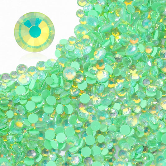 F Green Flatback Rhinestones, Glass Rhinestones for Nail Art and Craft, Glue Fix, Loose Crystal Gemstones(F Green, SS10, 1440pcs, 2.7-2.8mm)