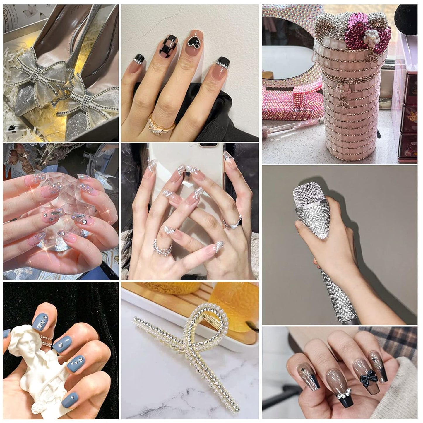 beadsland Flat Back Crystal Rhinestones Round Gems for Nail Art and Craft Glue Fix,Silver Hematite (1.3-1.4mm) SS3/1440pcs