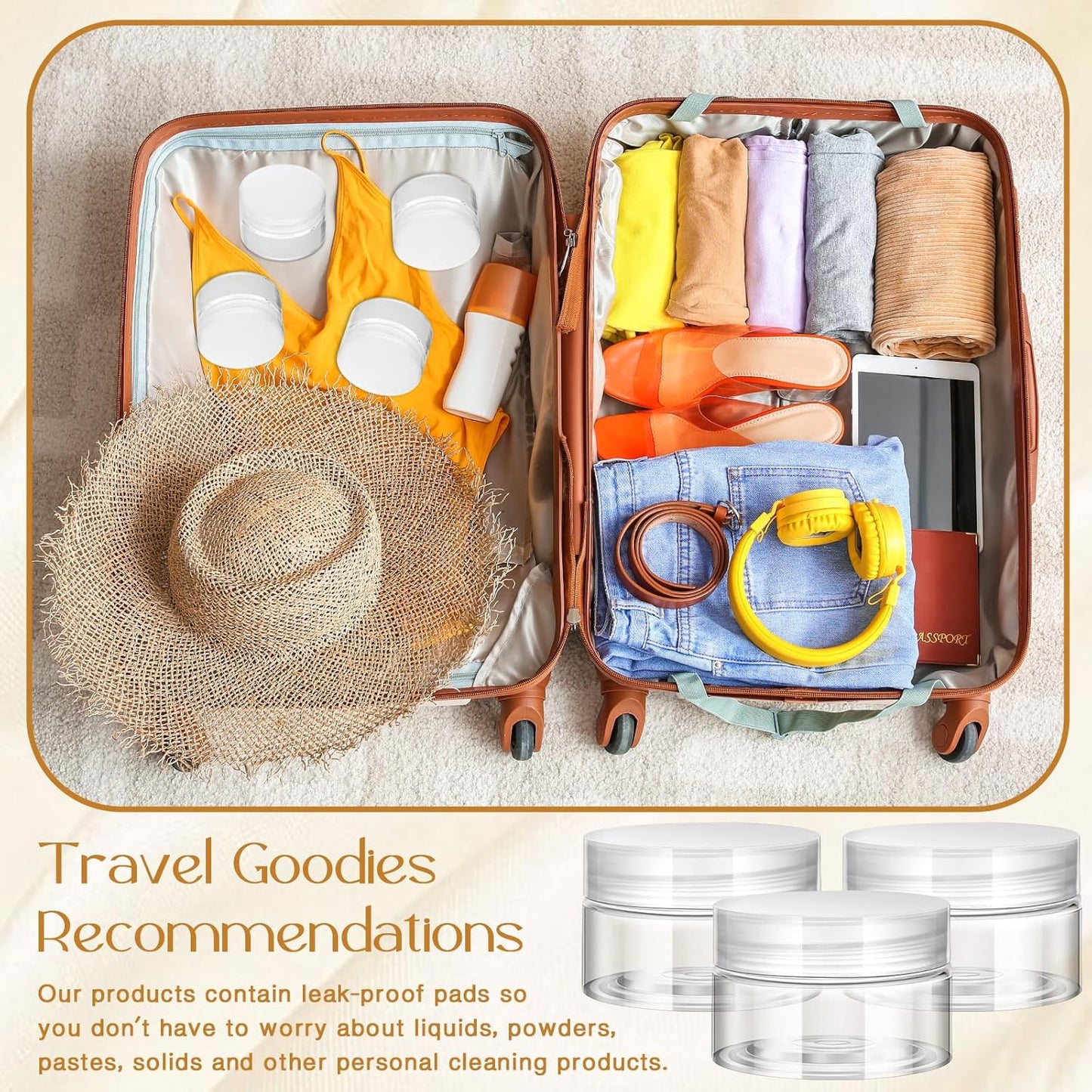 Patelai 4 Pieces Round Wide-mouth Leak Proof Plastic Container Jars with Lids for Travel Storage Makeup Beauty Products Face Creams Oils Salves Ointments DIY Making (1 Ounce,Clear)