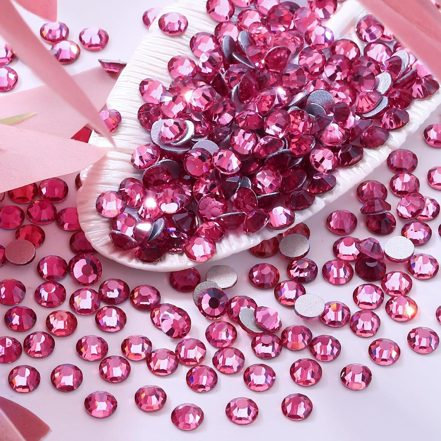 Rose Flatback Rhinestones, Glass Rhinestones for Nail Art and Craft, Glue Fix, Loose Crystal Gemstones(Rose, SS16, 1440pcs, 3.8-4.0mm)