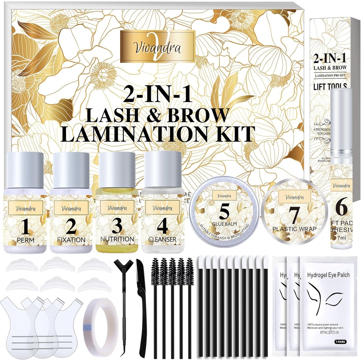 Lash Lift Kit and Brow Lamination Kit 2-IN-1, Professional Eyelash Lift & Eyebrow Lamination for Fuller Brows & Long-Lasting Curl, At Home Salon-Quality DIY Kit with Easy Instructions