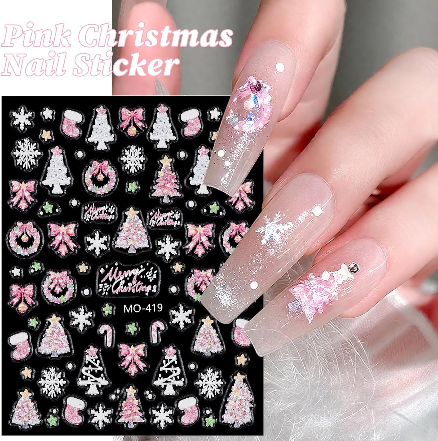 Christmas Nail Art Stickers 3 Sheets 5D Embossed Self Adhesive Nail Decals Snowflake Santa Claus Christmas Tree Elk Reindeer Bow Tie Designs Nail Stickers for Women DIY Manicure Supplies Holiday Gift