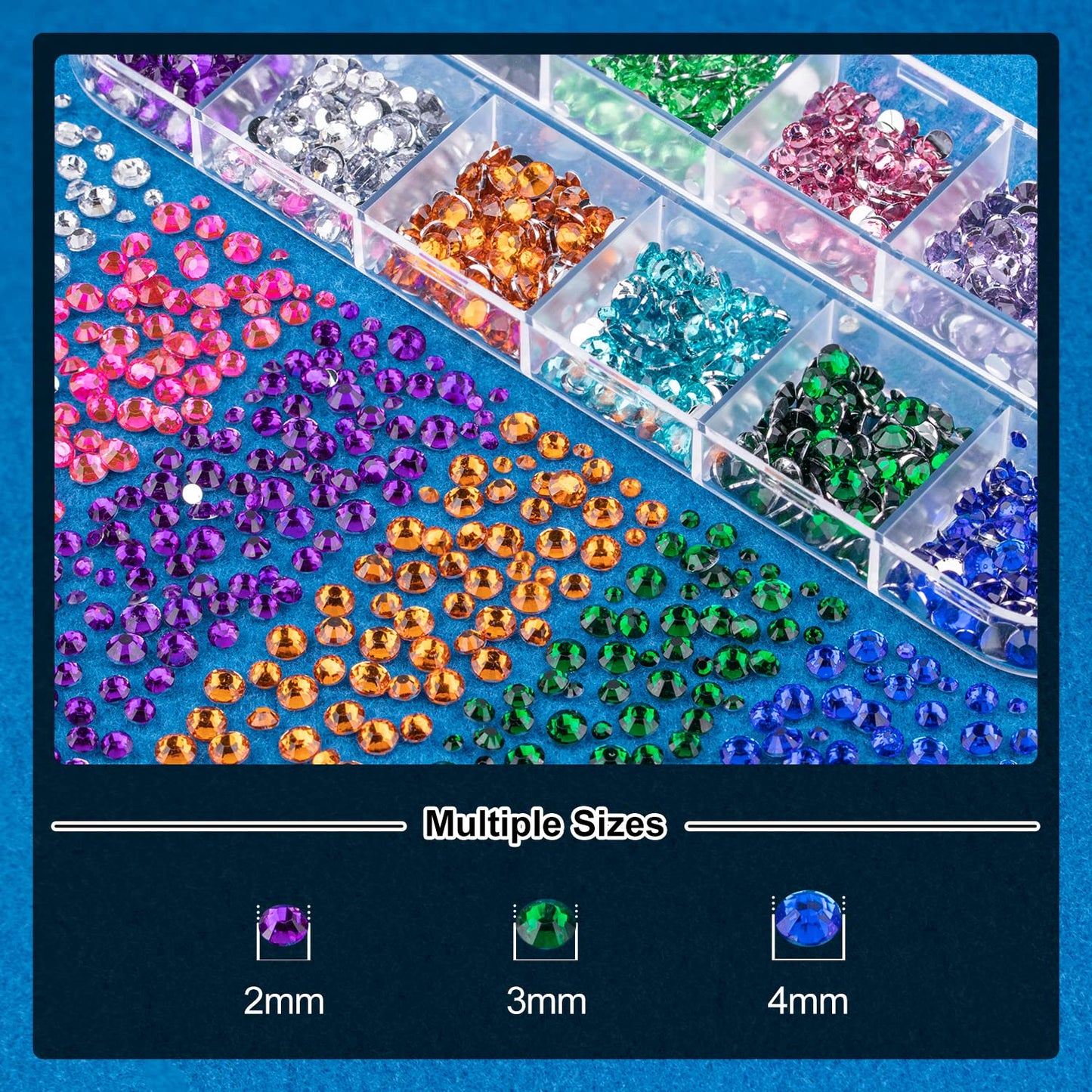 Nail Art Rhinestone Glue Gel&2 Boxes Flatback Gems Kit, 1 Tube of 15ml Rhinestone Gel Glue(UV/LED Needed)+Colorful Gems+Flat-Back Round Glass Crystal Clear Gemstones with Pickup Tools
