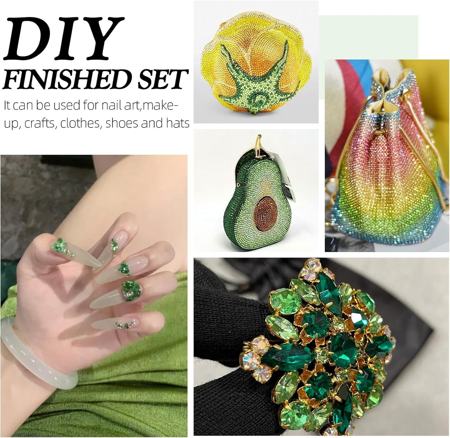 Light Green Flatback Rhinestones, Glass Rhinestones for Nail Art and Craft, Glue Fix, Loose Crystal Gemstones(Lt.Green, SS4, 1440pcs, 1.5-1.7mm)