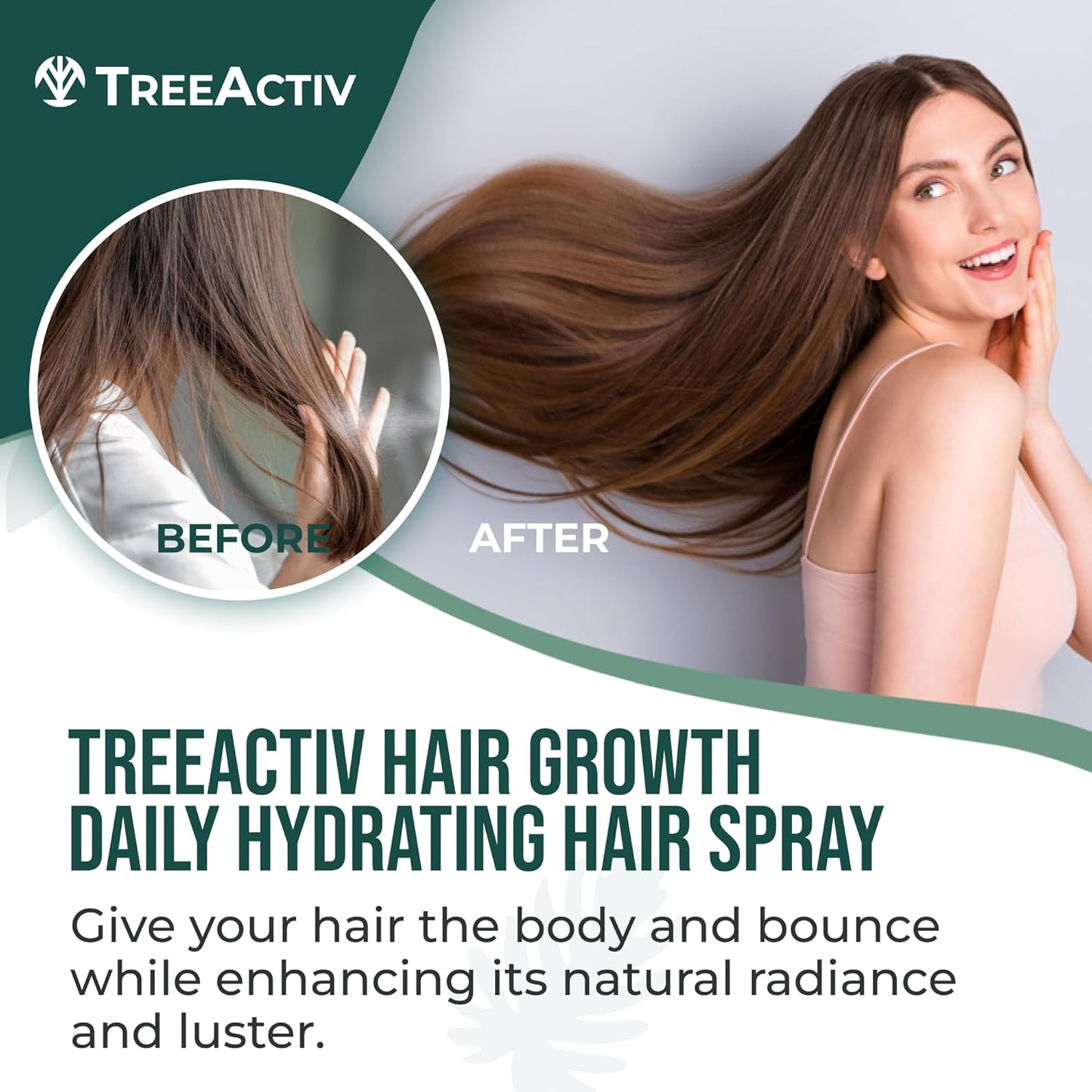 TreeActiv Hair Growth Daily Nourishing Spray with Biotin and Argan Oil - Fuller Hair for Women and Men, 8 fl oz, 2000+ Sprays