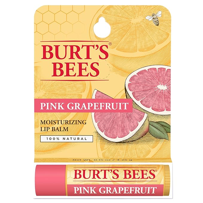 Burt's Bees 100% Natural Moisturizing Lip Balm, Pink Grapefruit with Beeswax & Fruit Extracts, 1 Tube