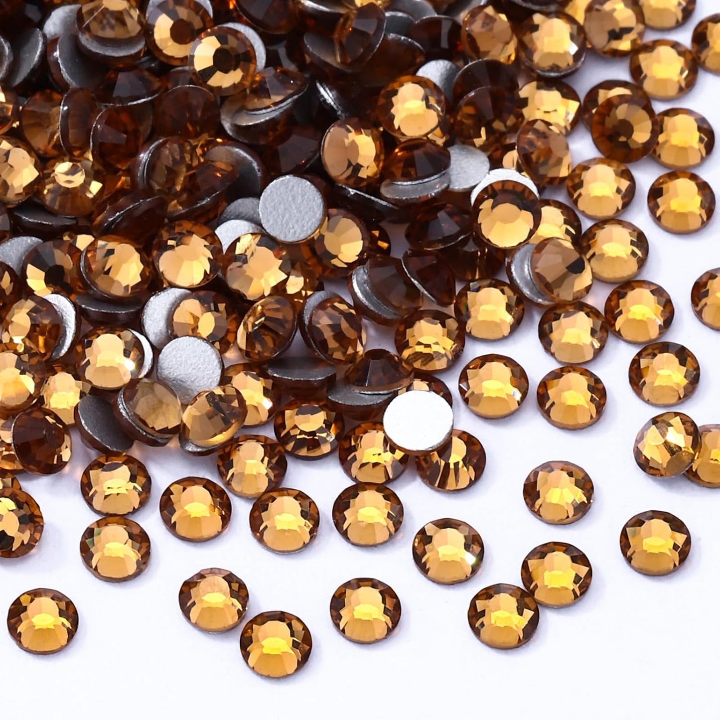 Topaz Flatback Rhinestones, Glass Rhinestones for Nail Art and Craft, Glue Fix, Loose Crystal Gemstones(Topaz, SS20, 1440pcs, 4.6-4.8mm)