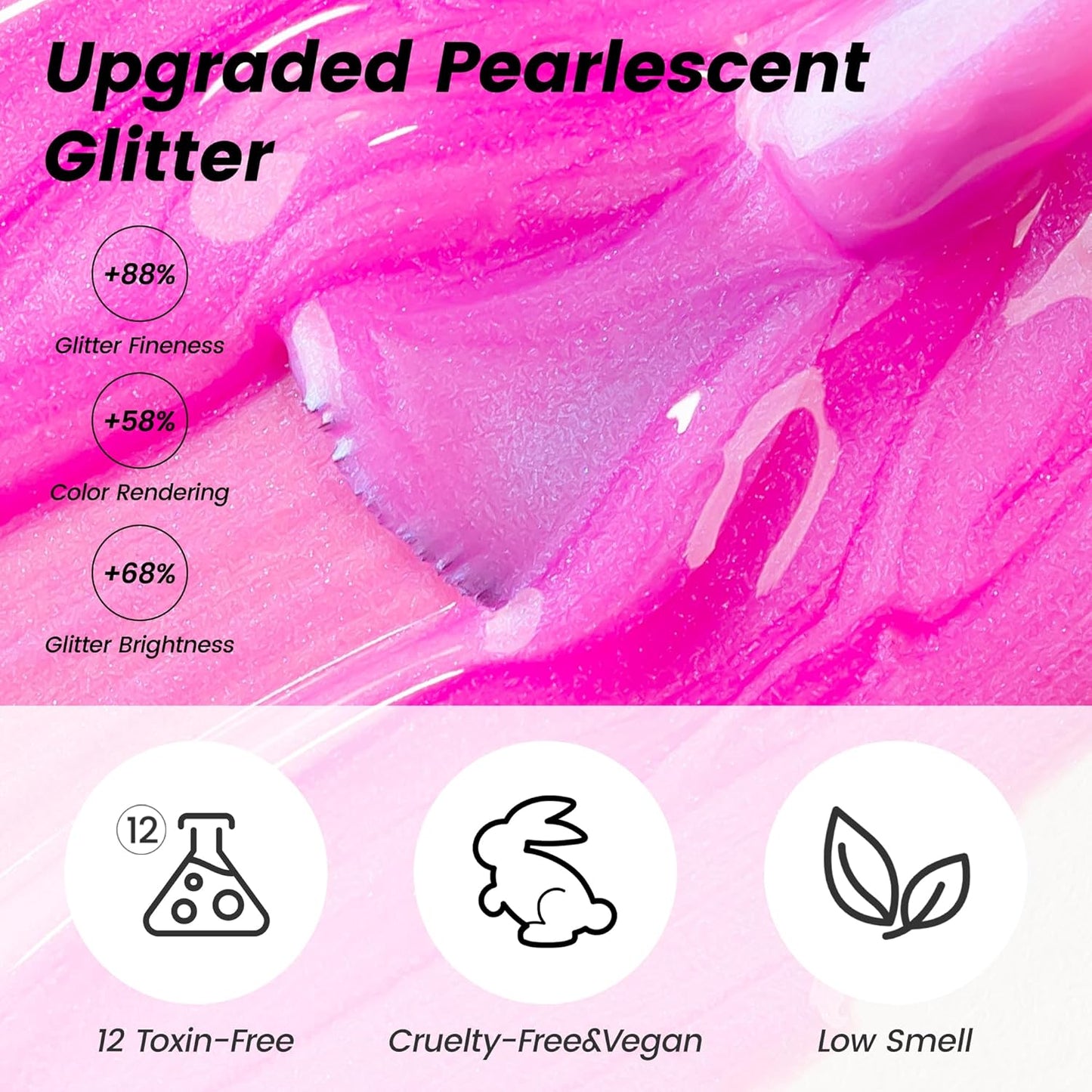 YTD Likomey Gel Nail Polish,15ml Pearlescent Pink Glitter Fall Winter Shimmer Shiny Sparkly Salon Home DIY Manicure UV Color Varnish,SF407