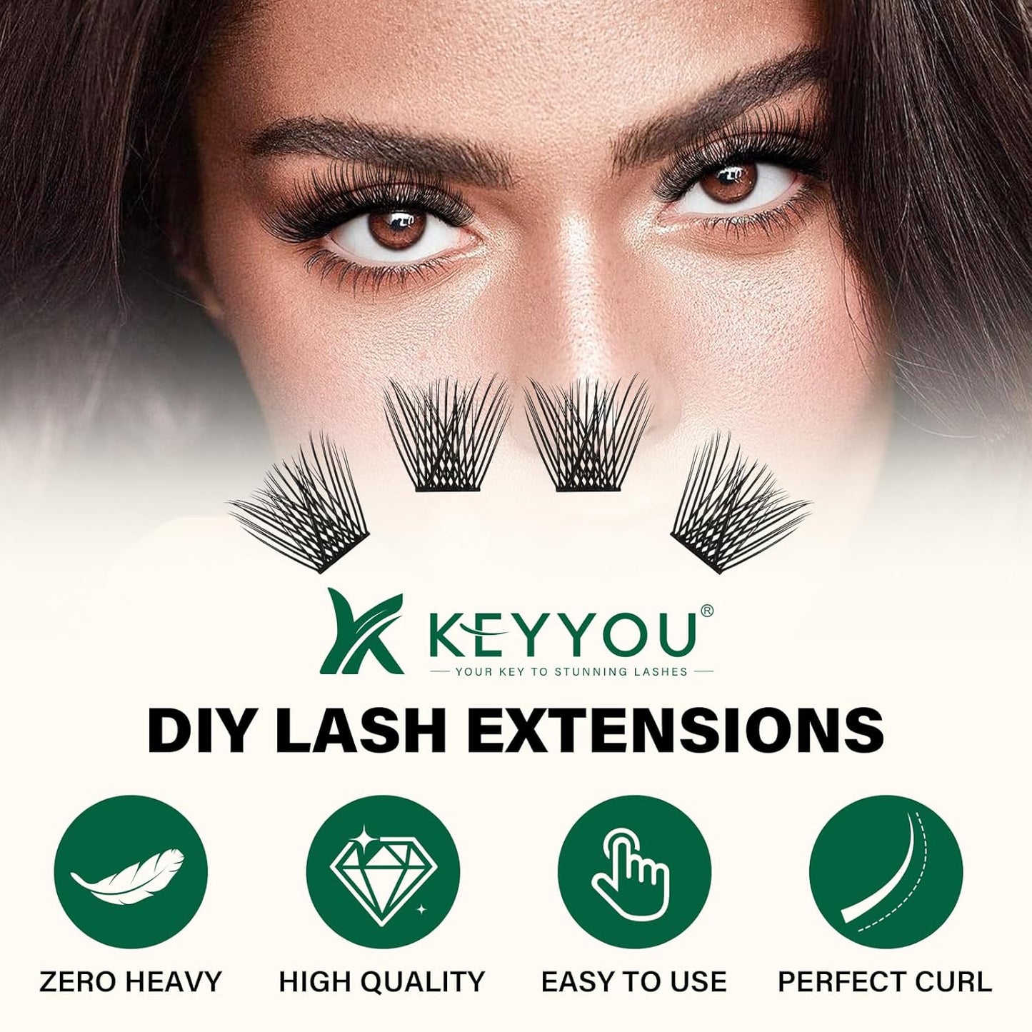 Lash Clusters 144pcs Individual Lashes D Curl 12mm Eyelash Clusters KEYYOU Air Touch Cluster Lashes Super Lightweight Soft Wispy Comfortable Easy DIY at Home(Air02-D-12mm)