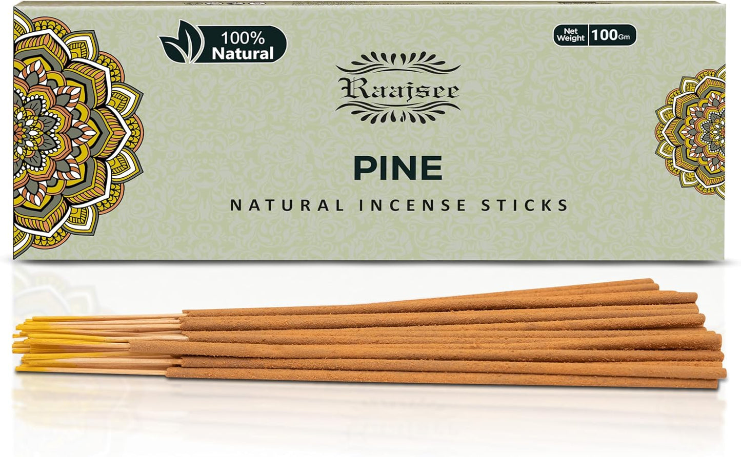 Raajsee Pine Incense Sticks 100 Gm Pack-100% Pure Organic Natural Hand Rolled Free from Chemicals-for Church,Aroma Therapy,Relaxation,Meditation & Sensual Therapy