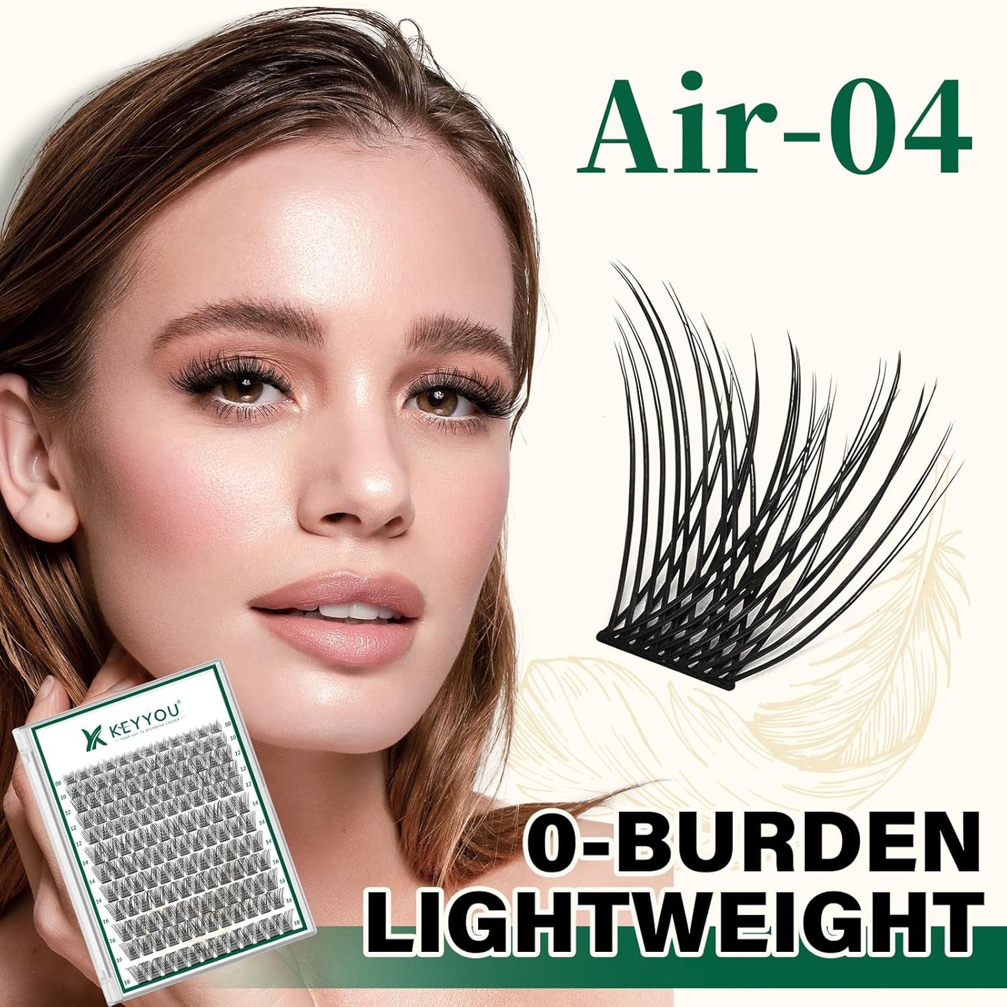 Lash Clusters 144pcs Individual Lashes D Curl 12mm Eyelash Clusters KEYYOU Air Touch Cluster Lashes Super Lightweight Soft Wispy Comfortable Easy DIY at Home(Air04-D-12mm)