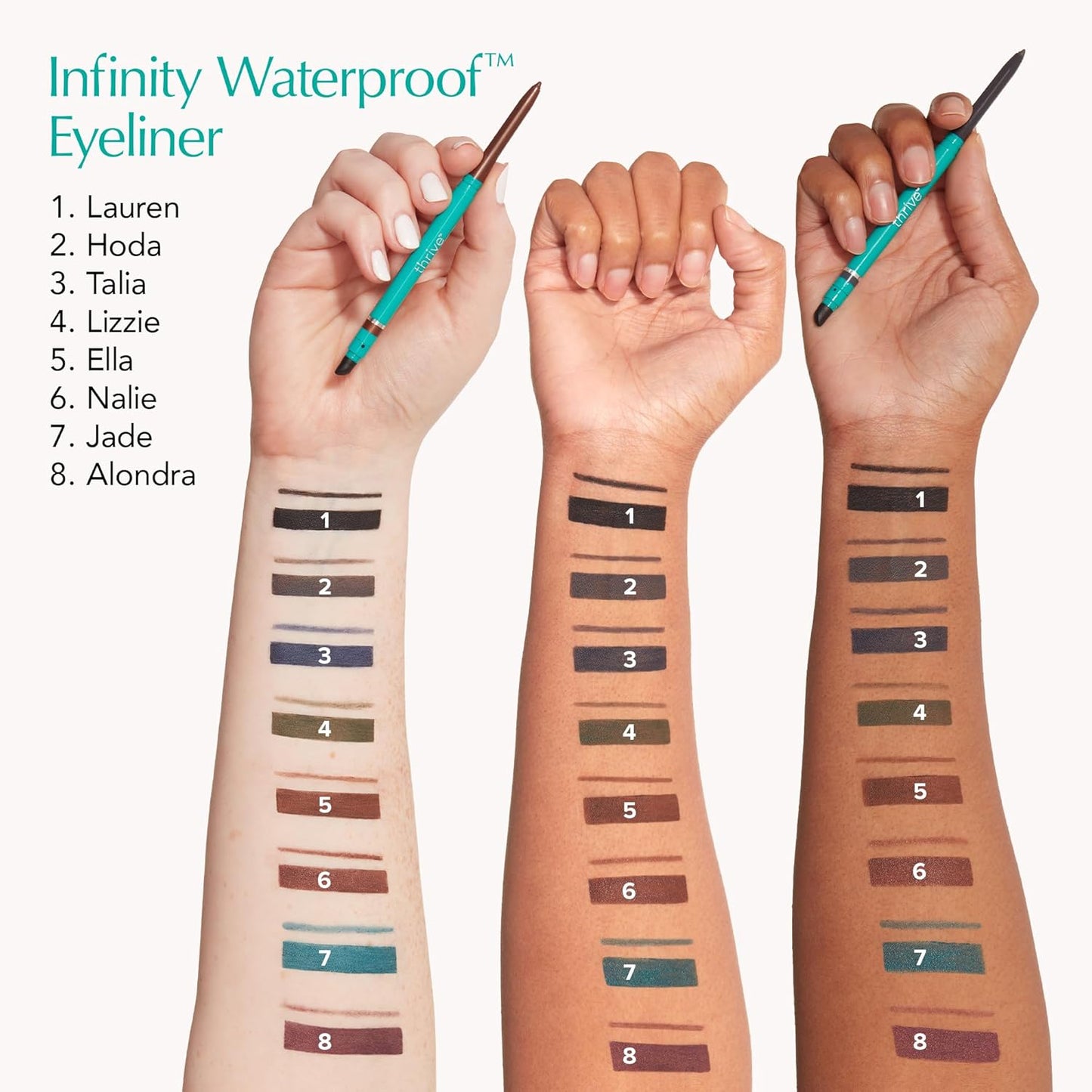 Thrive Causemetics Infinity Waterproof Eyeliner Pencil, Built In Sharpener & Smudge Tip, Long Lasting, Smudge Proof, Hyaluronic Acid & Shea Butter, Vegan & Cruelty Free, Jade (Teal Shimmer)