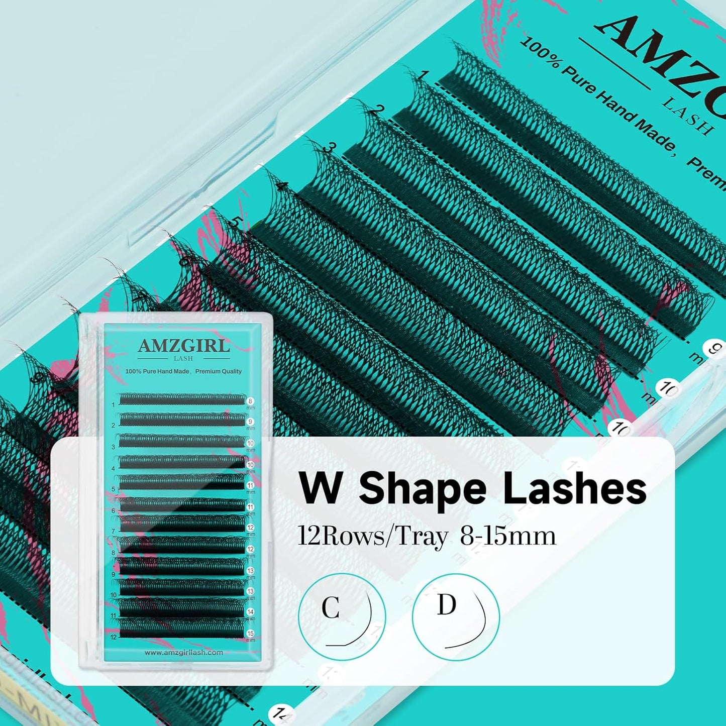 Individual Lashes Cashmere Volume Lash Extensions C Curl 8DW Premade Eyelashes Mixed and Single Tray,Soft and Dense Rapid Blooming Lashes,Eyelash Extensions for Professional Use(8-15mm)