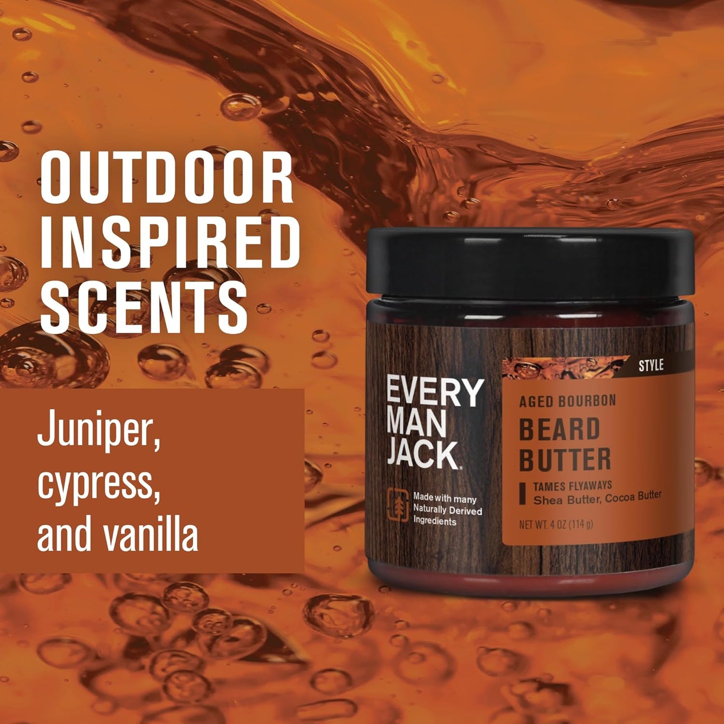 Every Man Jack Beard Butter- Aged Bourbon Fragrance - Hydrates and Styles Dry, Unruly Beards While Relieving Itch - Naturally Derived with Shea Butter and Coconut Oil - 4-ounce (2 Pack)