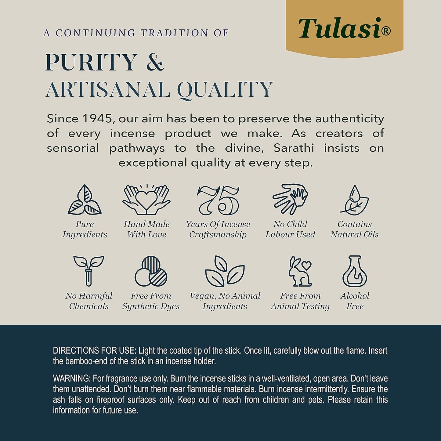 Tulasi Incense Sticks with Natural Oils Set of 6 Fragrances (120 Sticks) Hand Rolled Incense Sticks, Calming Home Aromatherapy, Meditation, Relaxing, Mixed Scents with Natural Oils