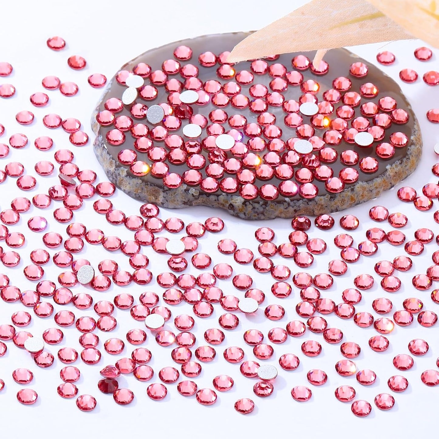 Rose Flatback Rhinestones, Glass Rhinestones for Nail Art and Craft, Glue Fix, Loose Crystal Gemstones(Rose, SS20, 2880pcs, 4.6-4.8mm)