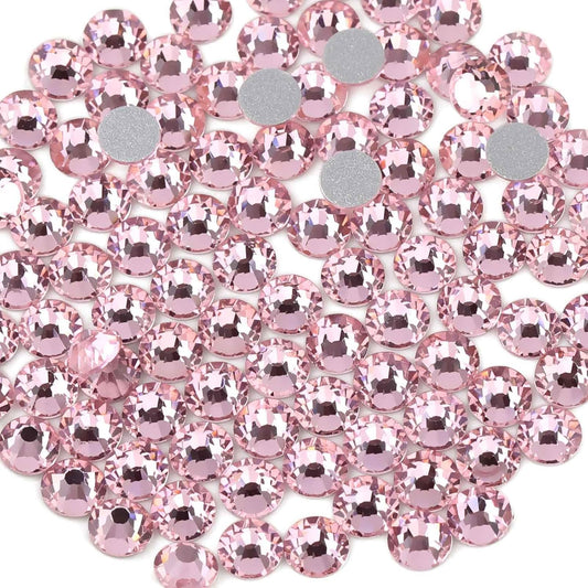beadsland 288 Piece Flat Back Crystal Rhinestones Round Gems, Light Pink (SS30(6.3-6.5mm))