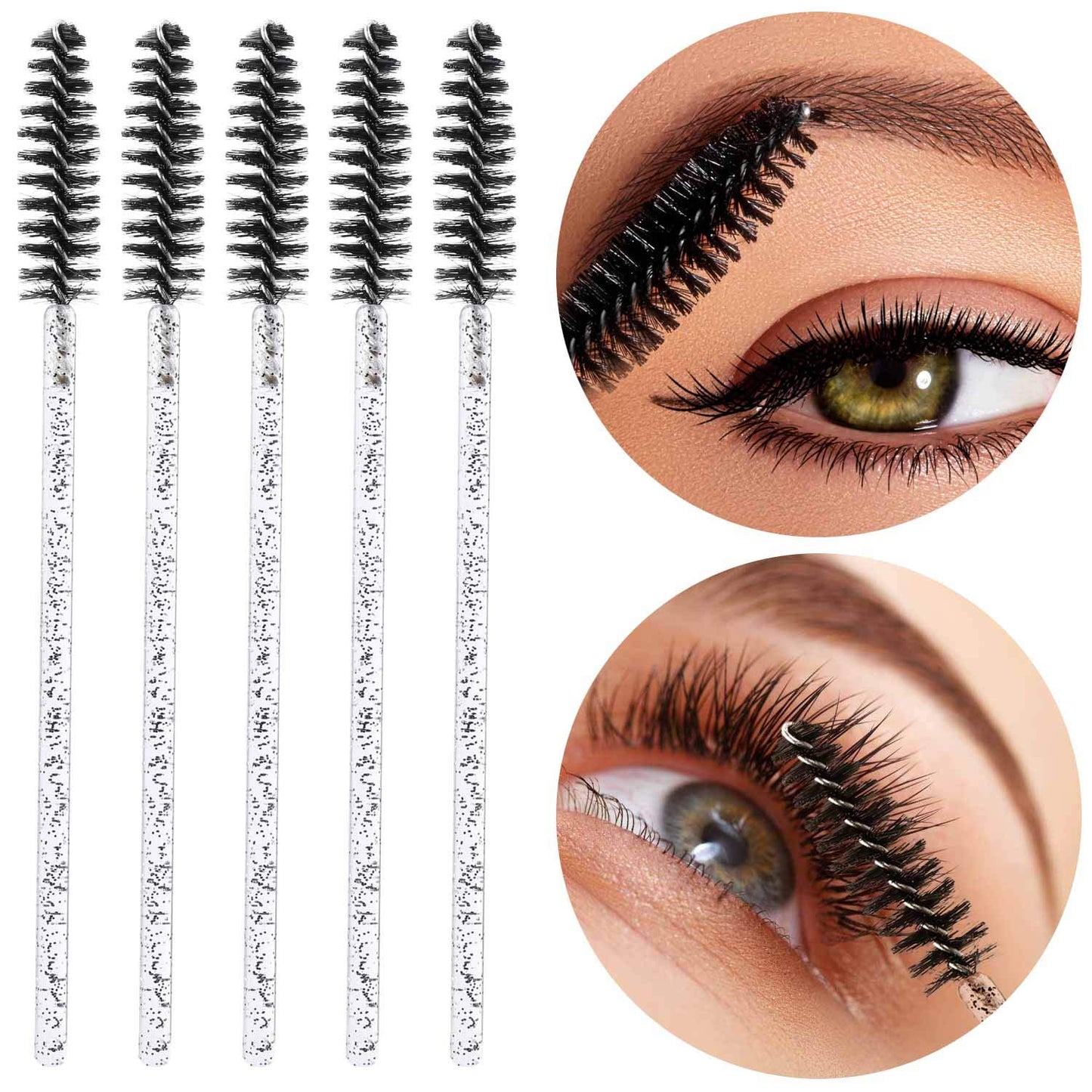 300 Disposable Mascara Wands Eyelash Brush Spoolies for Eye Lash Extension, Eyebrow and Makeup Crystal Tbestmax