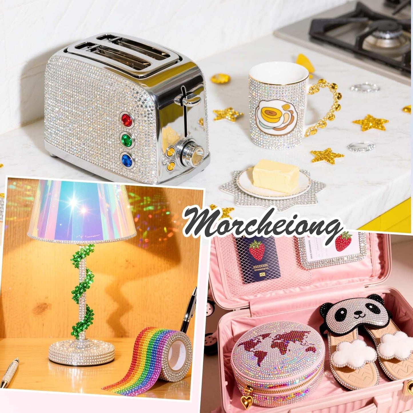 Morcheiong 17000Pcs Resin Rhinestones Multicolor Flatback Crystals Diamond Includes Tweezers and Pickup Pen Suitable for Crafting DIY Nail Art Makeup Wedding Dress Clothing Mug