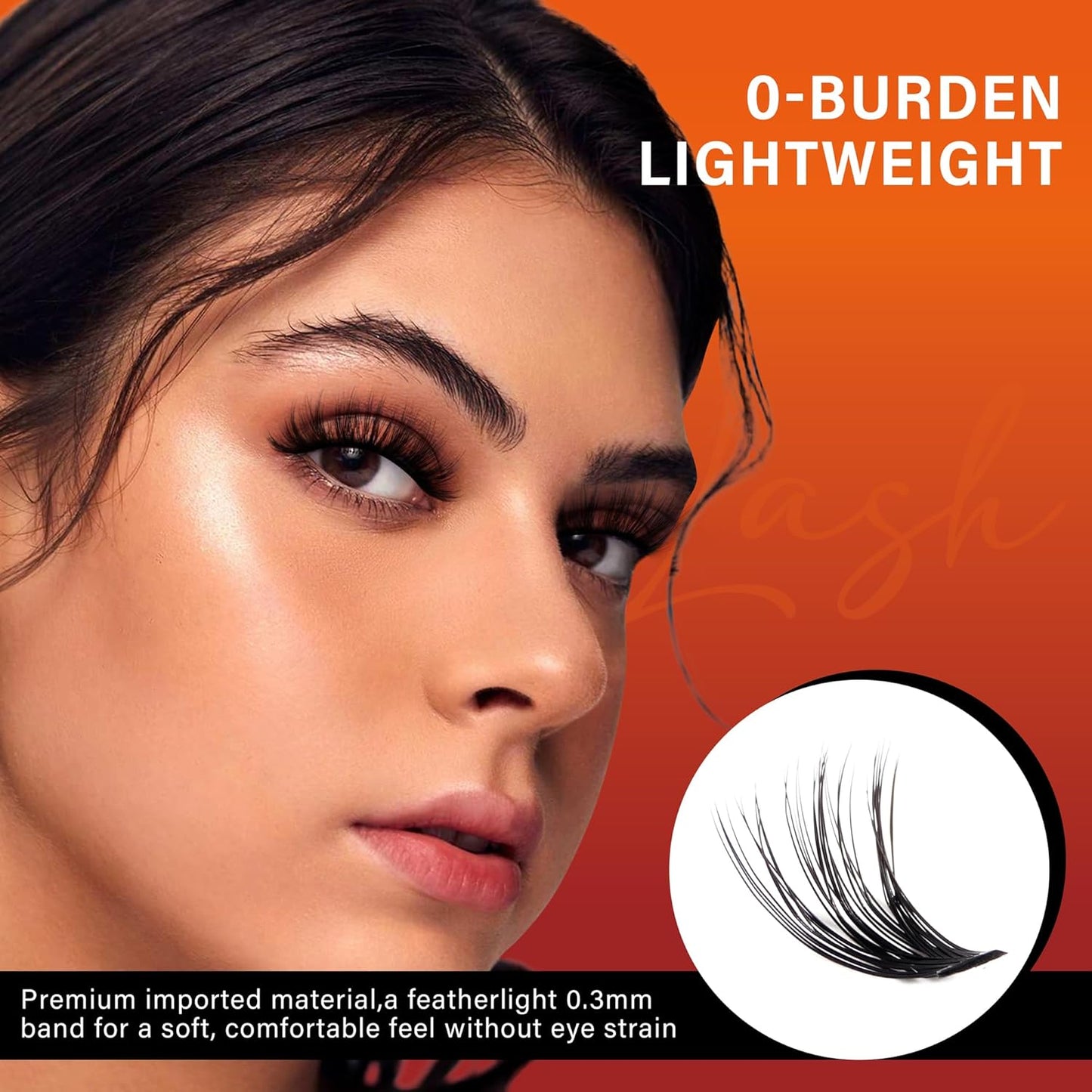 Lash Cluster 240pcs Individual Lashes,8-16mm Diy Lash Extension,C Curl Lash Clusters Wispy,3D Natural Lash Clusters Look Like Eyelash Extension DIY at Home (Orange 30P-C-8-16mix)