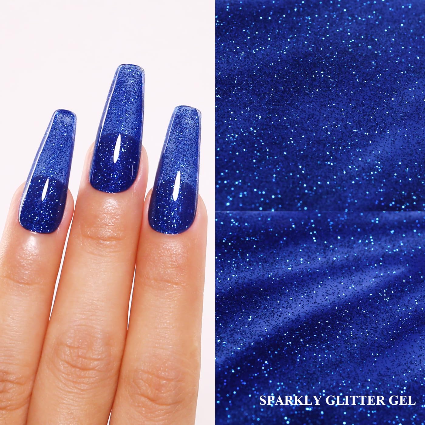 Imtiti Glitter Gel Nail Polish, Navy Blue Iridescent Glitter Gel Polish Diamond Shimmer Sparkle Soak Off UV LED Nail Gel Polish Autumn Winter Gel Polish Manicure Gel Nail Kit 10ML