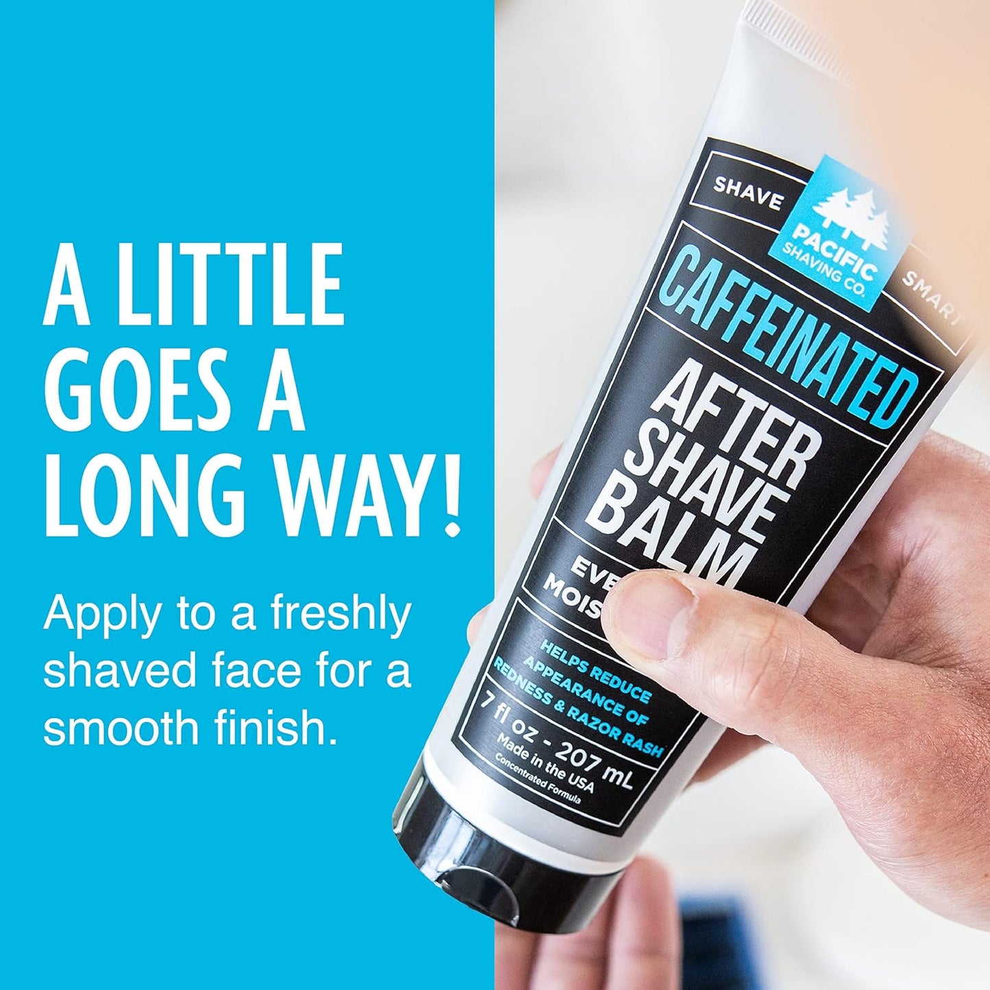 Pacific Shaving Company Caffeinated Aftershave, Men's Grooming Product - Antioxidant Daily Face Lotion + After Shave - Soothing Aloe & Spearmint Post Shave Balm for Sensitive Skin (3.4 Fl Oz, 3 Pack)