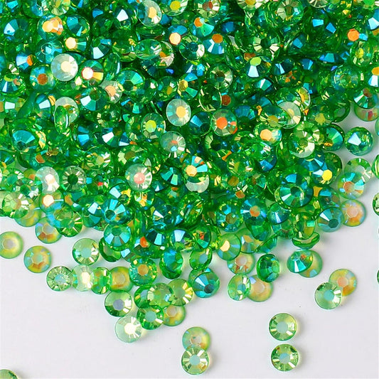 1000 Pieces SS20 5mm Flatback Rhinestones AB Clear Round Gems Crystals for Nail Art DIY Crafts Clothes Shoes Bags （Transparent Green AB）