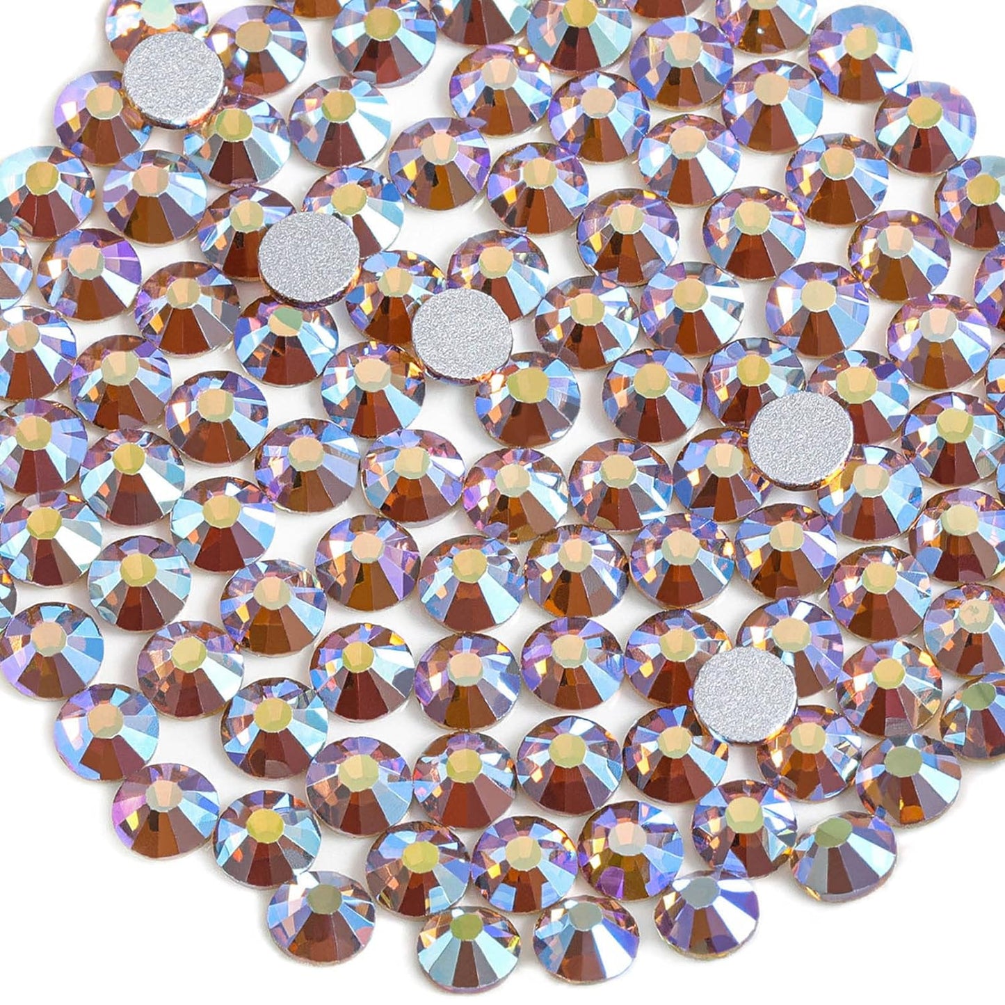beadsland 1440 Pieces Flat Back Crystal Rhinestones Round Gems, Lt.Colorado Topaz AB,SS10,2.7-2.9mm