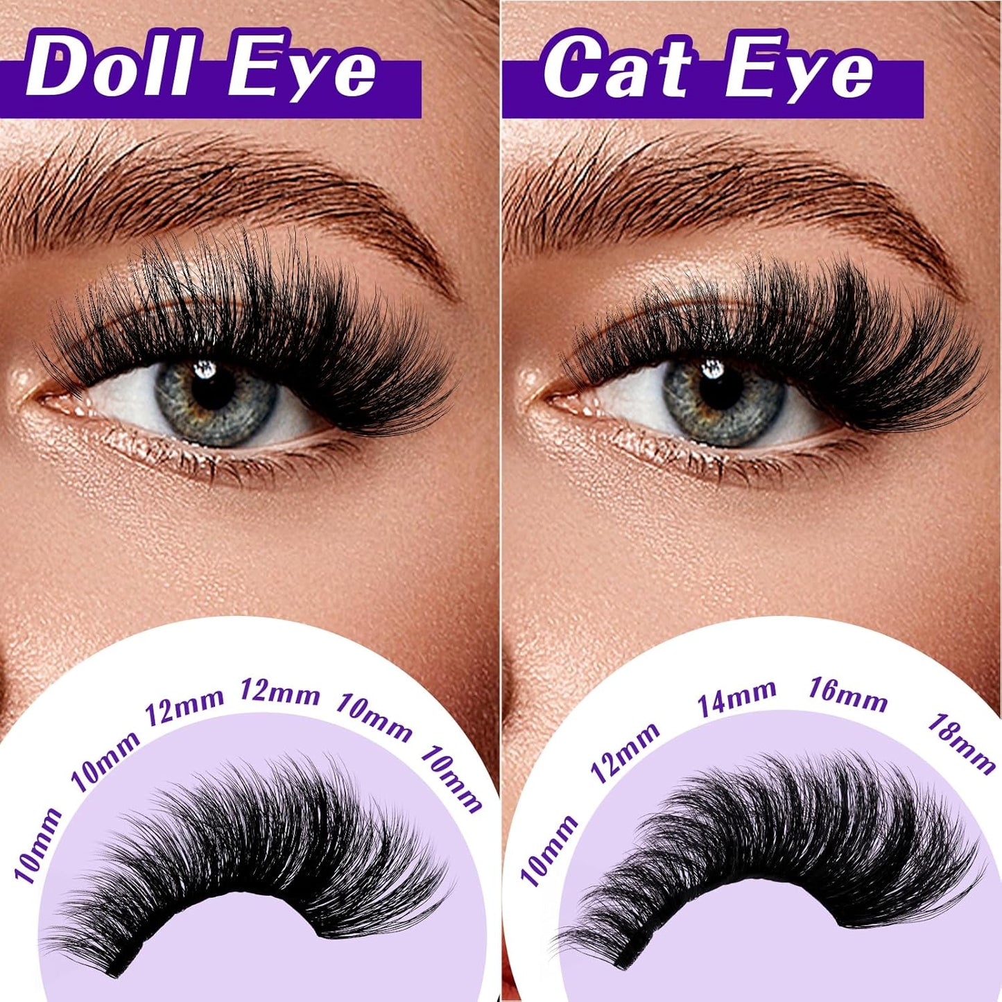 B&Qaugen Lash Clusters 3D Thick Eyelash Clusters 280pcs Cluster Eyelash Extensions 10-18mm 90D Wispy Individual Lashes Volume Lash Clusters DIY Lash Extensions at Home (90D-MIX10-18mm), Black