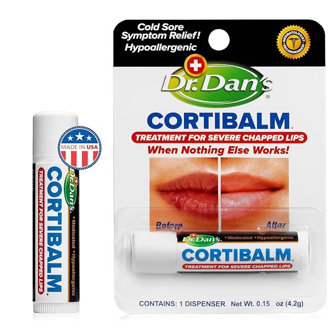 Dr. Dan's Cortibalm - 1 Pack - for Dry Cracked Lips - Healing Lip Balm for Severely Chapped Lips - Designed for Men, Women and Children…