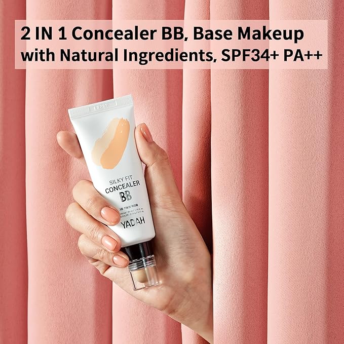 YADAH Silky Fit Concealer BB Cream (21 Light Beige, 1.18fl oz) - 2-in-1 Korean Makeup for Flawless Skin, Tinted Moisturizer for Blemish Cover. Long-Lasting, All-Day Wear.