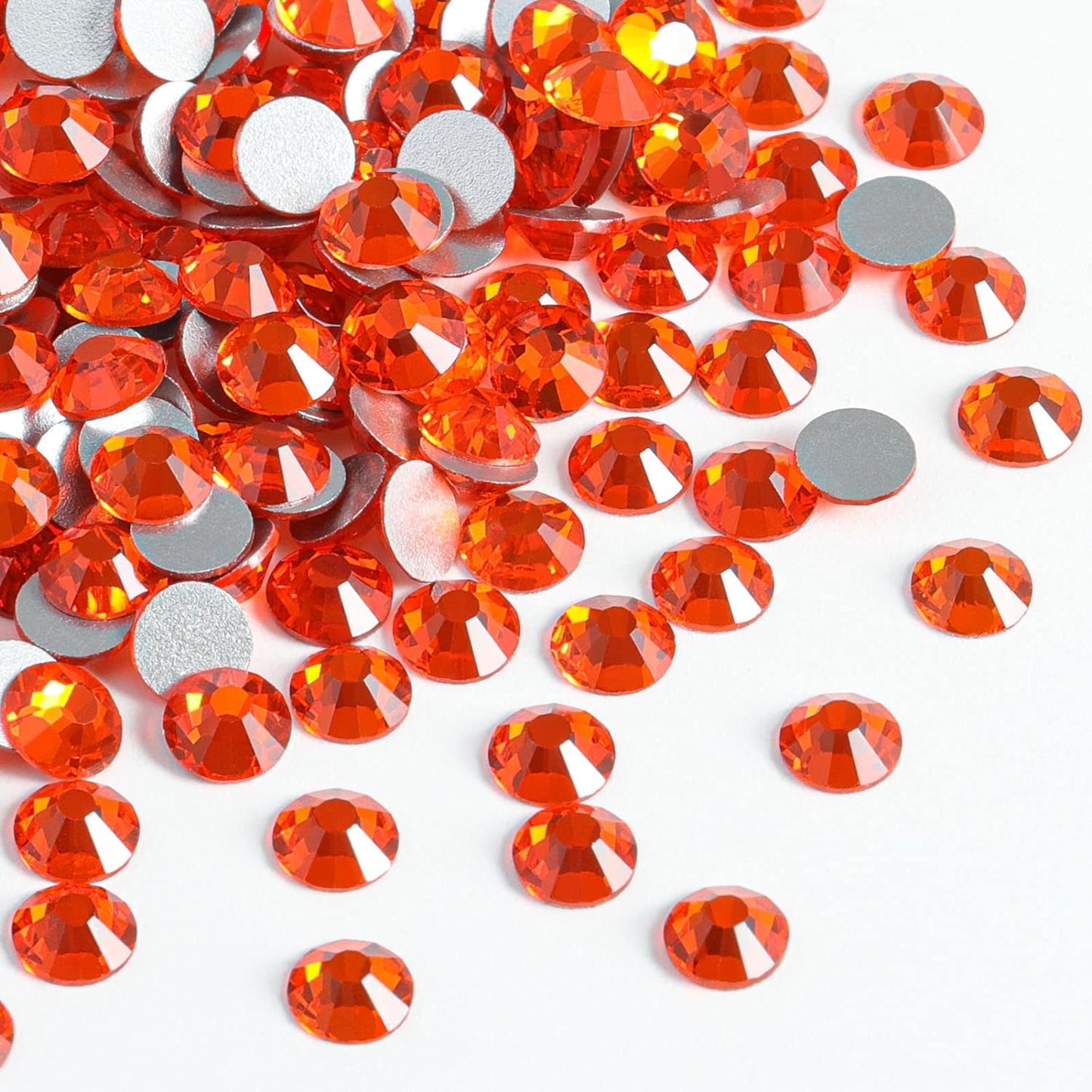 beadsland Flat Back Crystal Rhinestones Round Gems, Orange (2.7-2.8mm) SS10/1440pcs