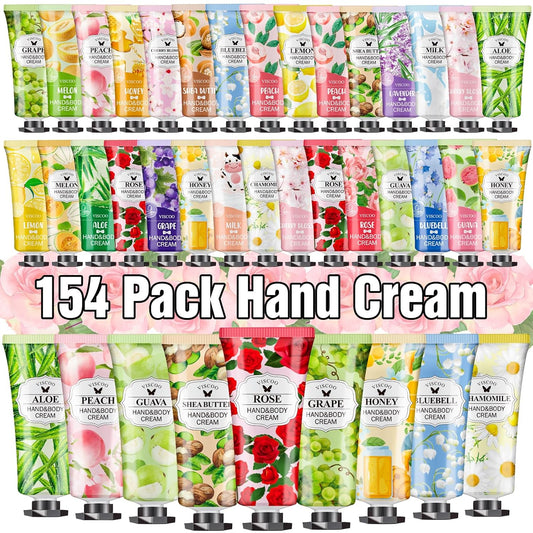 154 Pack Hand Cream Gifts Set for Women, Bulk Hand Lotion for Birthday Gifts for Women, Bridesmaid Gifts, Thank You Gifts, Party Favors, Mini Moisturizing Hand Lotion Travel Size for Dry Cracked Hands