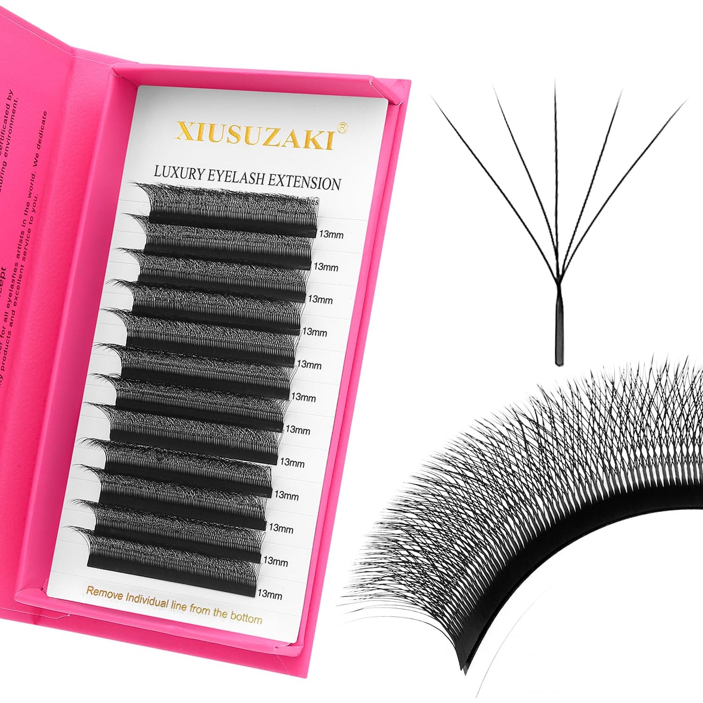 W Lash Extensions Supplies 5D Eyelash Extensions W Shape 0.07mm Thickness D Curl 11mm Premade Fans Easy Fan Lashes Volume Matte Black 12 Rows Crisscross Eye Lashes(W-5D-0.07-D,11mm)
