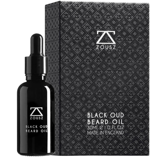 Black Oud Beard Oil for Men – Natural Beard Growth Oil with Argan & Avocado Oils – Sandalwood Scent – Softens, Strengthens & Conditions Facial Hair – 30ml Bottle