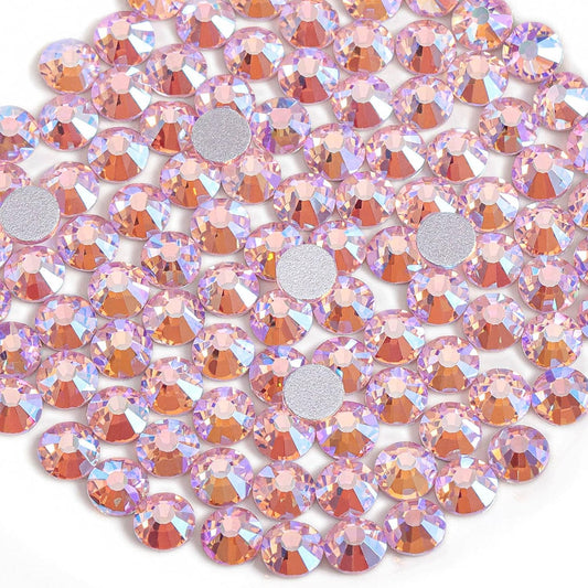 Beadsland 288 Pieces Flat Back Crystal Rhinestones Round Gems,Light Pink AB,SS30,6.3-6.5mm