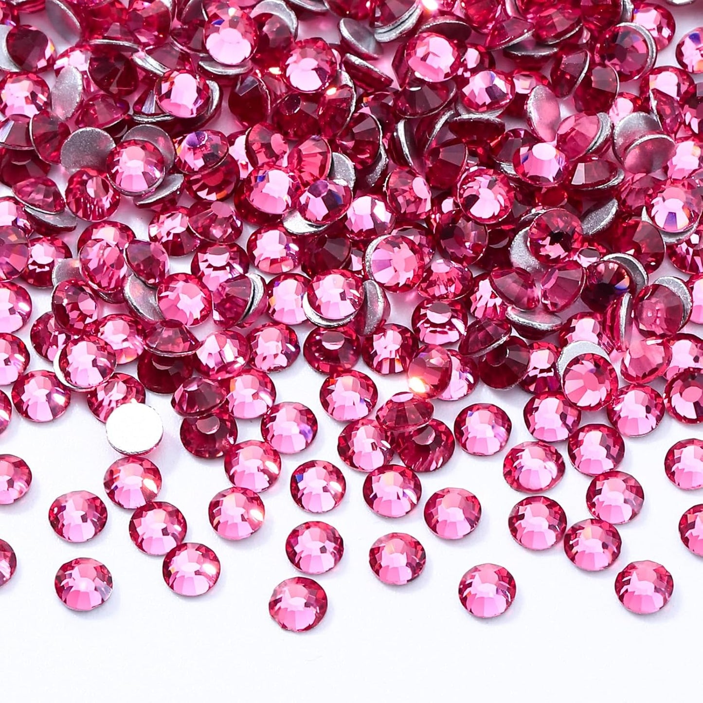 Rose Flatback Rhinestones, Glass Rhinestones for Nail Art and Craft, Glue Fix, Loose Crystal Gemstones(Rose, SS4, 2880pcs, 1.5-1.7mm)