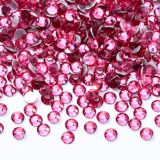 Rose Flatback Rhinestones, Glass Rhinestones for Nail Art and Craft, Glue Fix, Loose Crystal Gemstones(Rose, SS4, 2880pcs, 1.5-1.7mm)