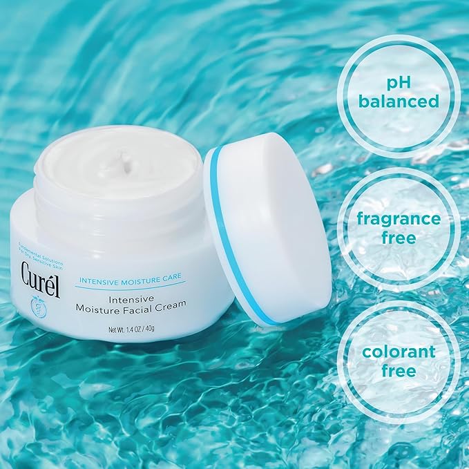 Curel Japanese Skin Care Intensive Face Moisturizer Cream, Hydrating Face Lotion for Dry to Very Dry Sensitive Skin, Anti-Aging, Fragrance-Free, Anti-Wrinkle Japanese Skin Care, 1.4 Oz