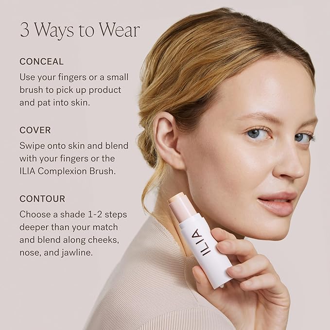 ILIA - Skin Rewind Complexion Stick - Foundation + Concealer + Skincare | Non-Toxic, Vegan, Cruelty-Free, Clean Makeup (36C - Padauk, 0.35 oz | 10 g)