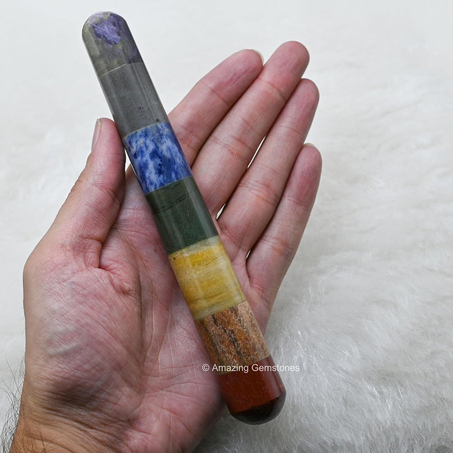 Amazing Gemstone Large Chakra Crystal Wand Massage Stick - Pelvic Wand Gua Sha for Adults - Crystals and Healing Stones Massage Wands for Adults Gifts (Smooth)