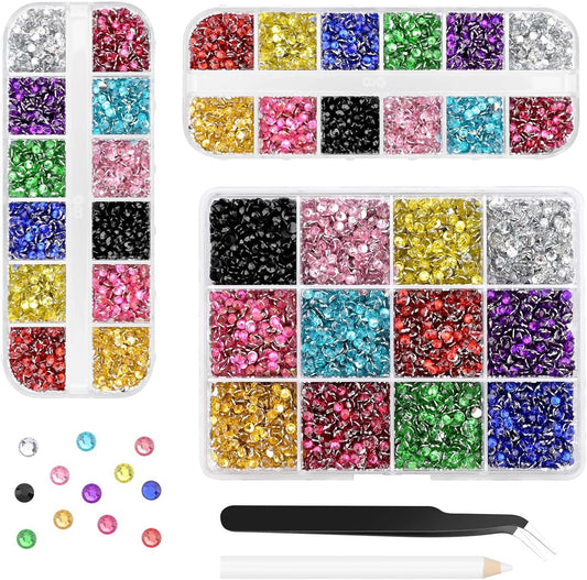 Morcheiong 17000Pcs Resin Rhinestones Multicolor Flatback Crystals Diamond Includes Tweezers and Pickup Pen Suitable for Crafting DIY Nail Art Makeup Wedding Dress Clothing Mug