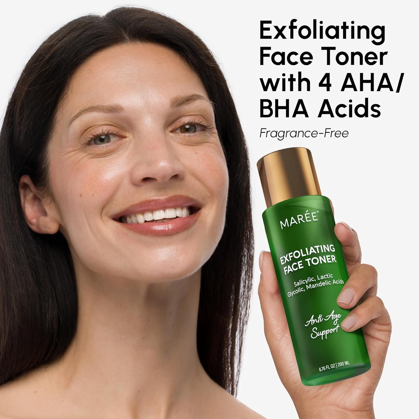 MAREE Exfoliating Toner with Salicylic Acid – AHA BHA Face Exfoliant & Pore Cleaner – BHA Liquid Exfoliant for Sebum & Dead Skin Care Remover – Face Exfoliator – Acido Salicilico Exfoliante Facial