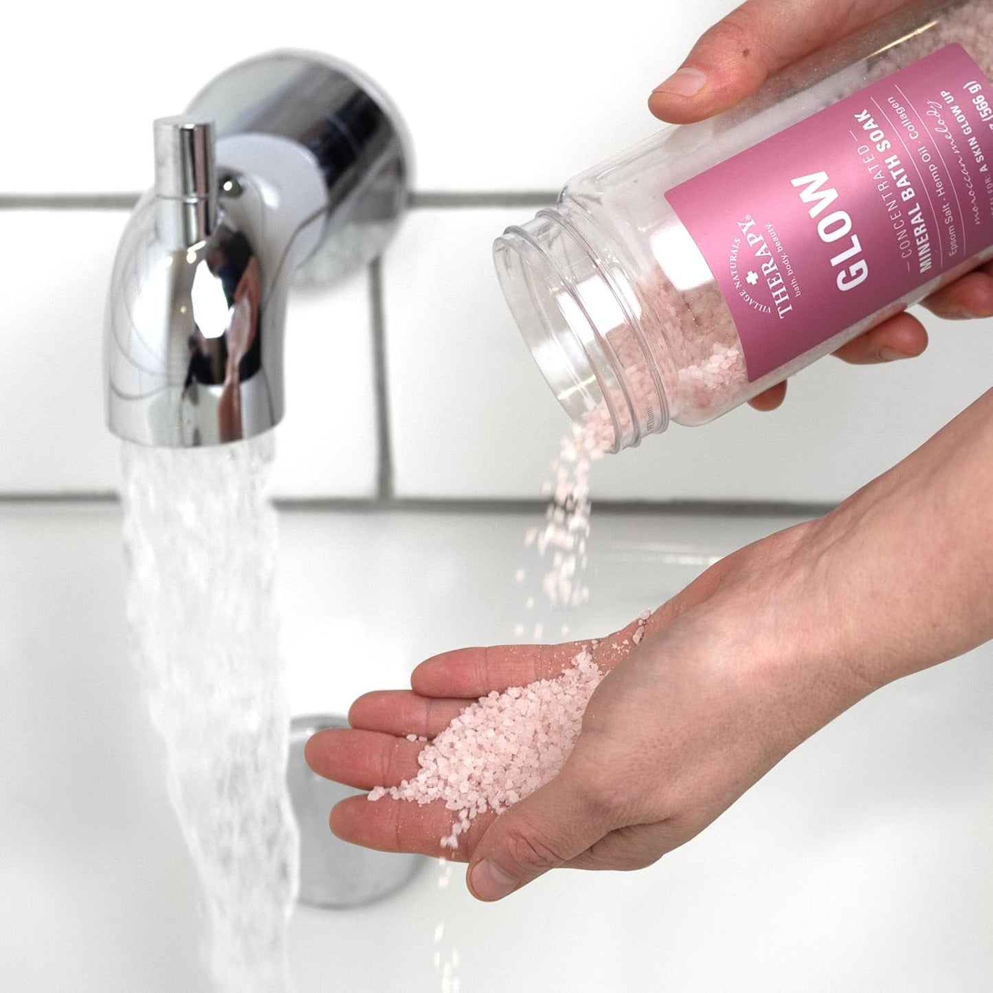 Village Naturals Therapy Glow Concentrated Mineral Bath Soak, Moroccan Melody Scent, 20 oz, Pack of 4