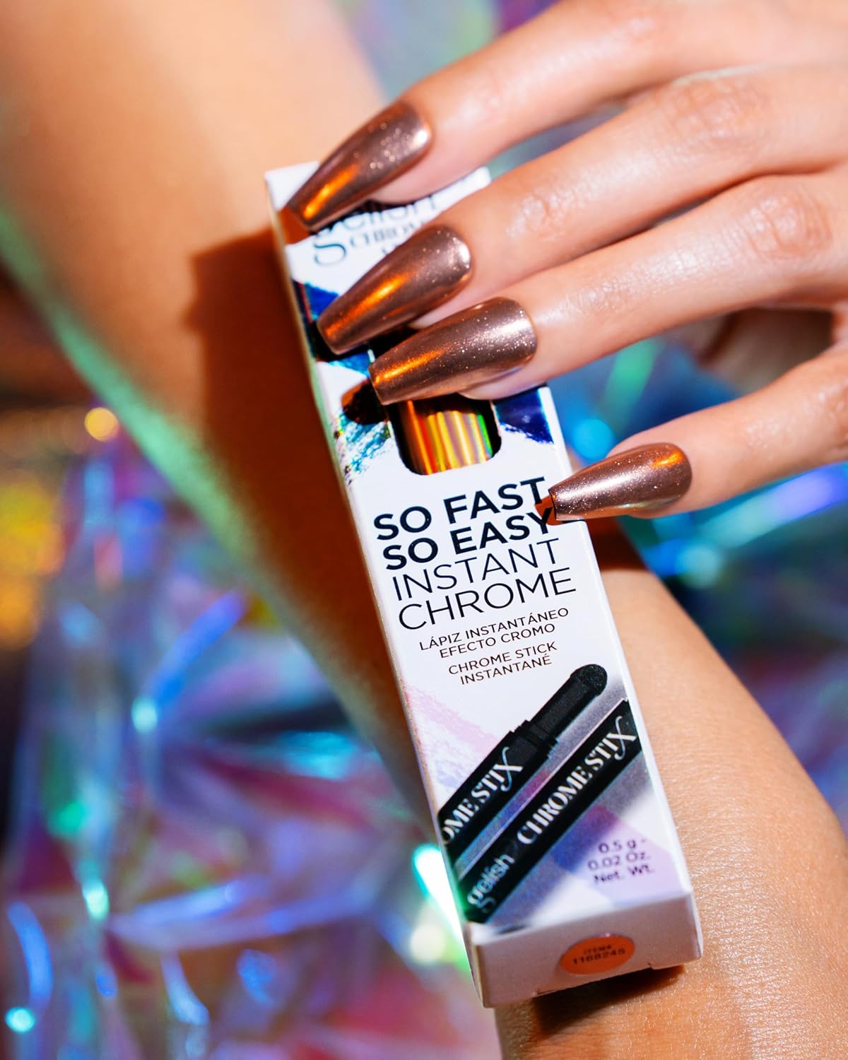 Gelish Chrome Stix, Chrome Nail Powder, Nail Art for Stunning Metallic Finish, Long-Lasting, Easy Application, Perfect for Professional and At-Home Use (Copper, 0.5g)