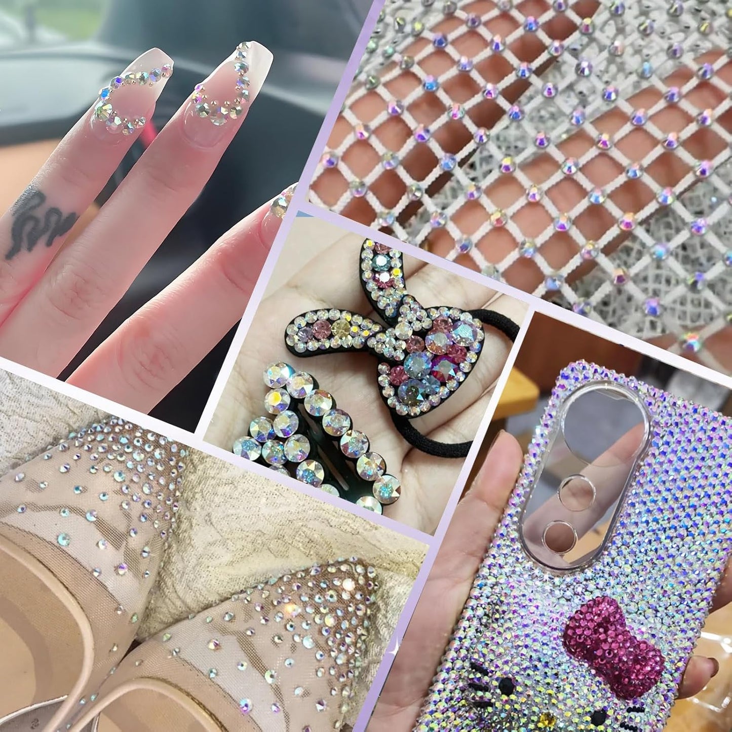 2000PCS SS20 Flatback Rhinestones | 12-Facet Diamond-Cut Glass Gems for Nail Art, Clothing, DIY Crafts |Glue-On Decoration Stones with Silver Backing(Crystal AB)