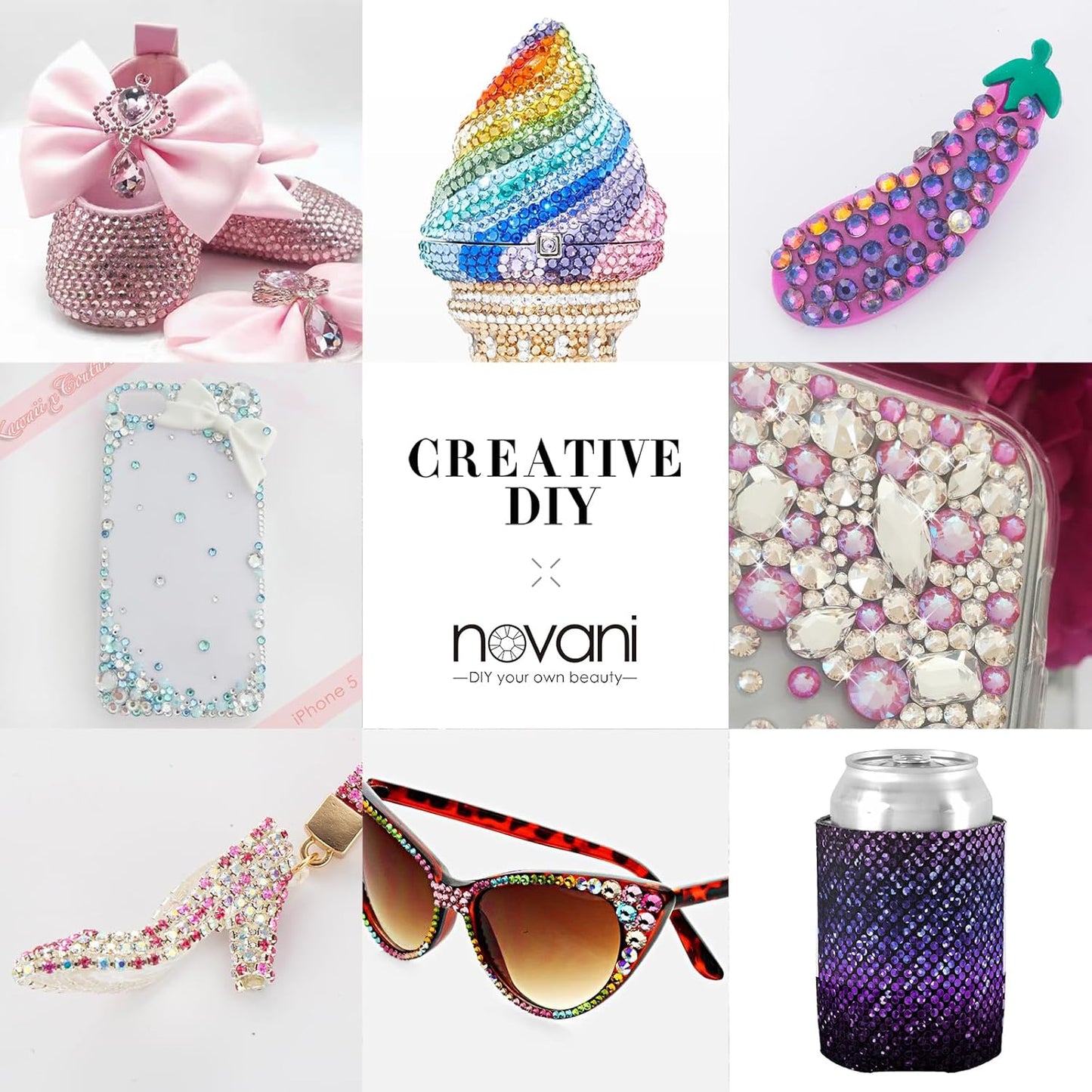 Novani Pink Opal Rhinestones 288pcs Flat Back Round Rhinestone Style 2088 Sparkly Crystal Gemstones for Nail Art and Crafting SS30,6.4-6.6mm