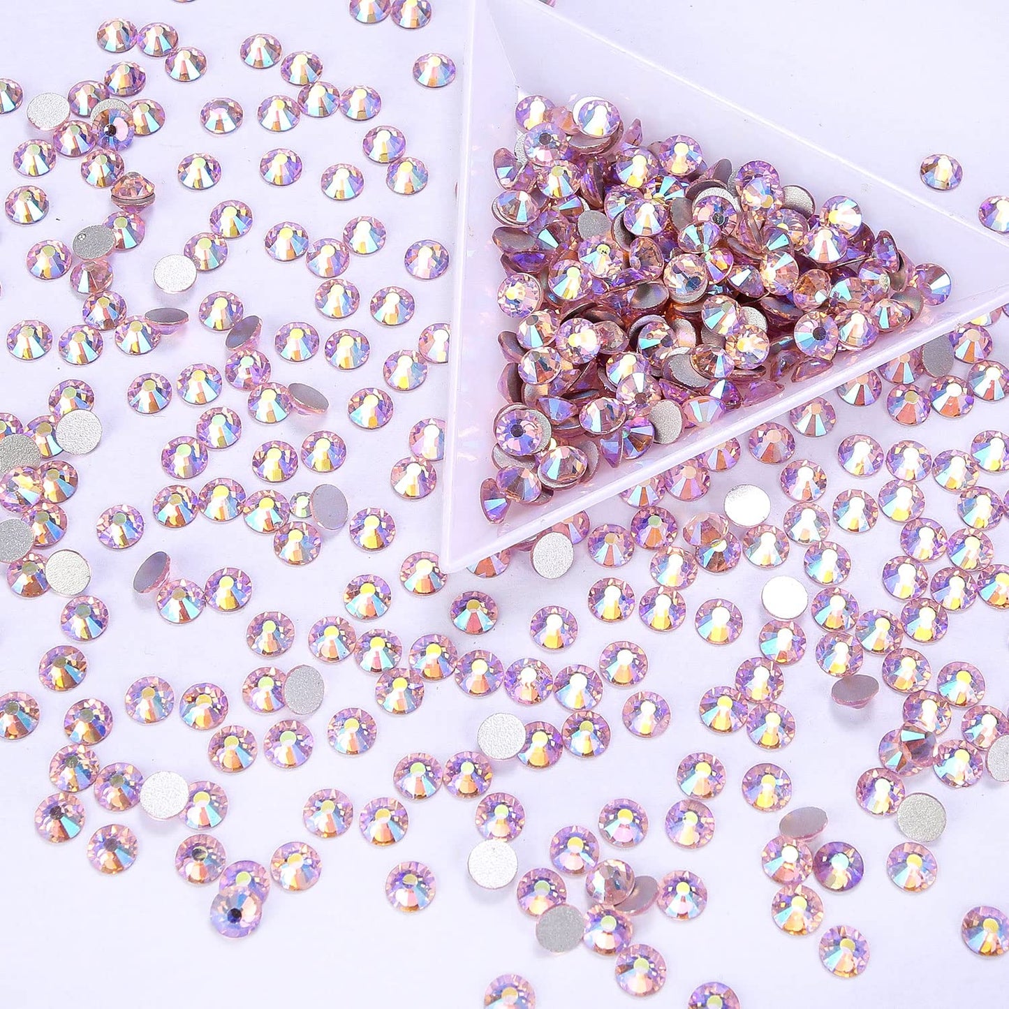 1440Pcs Pink AB Crystal Rhinestones,Glass Flatback Rhinestones Mini Gemstones for Nail Face Makeup Art Crafts Clothes Decoration -(SS8,2.4mm,Pink AB
