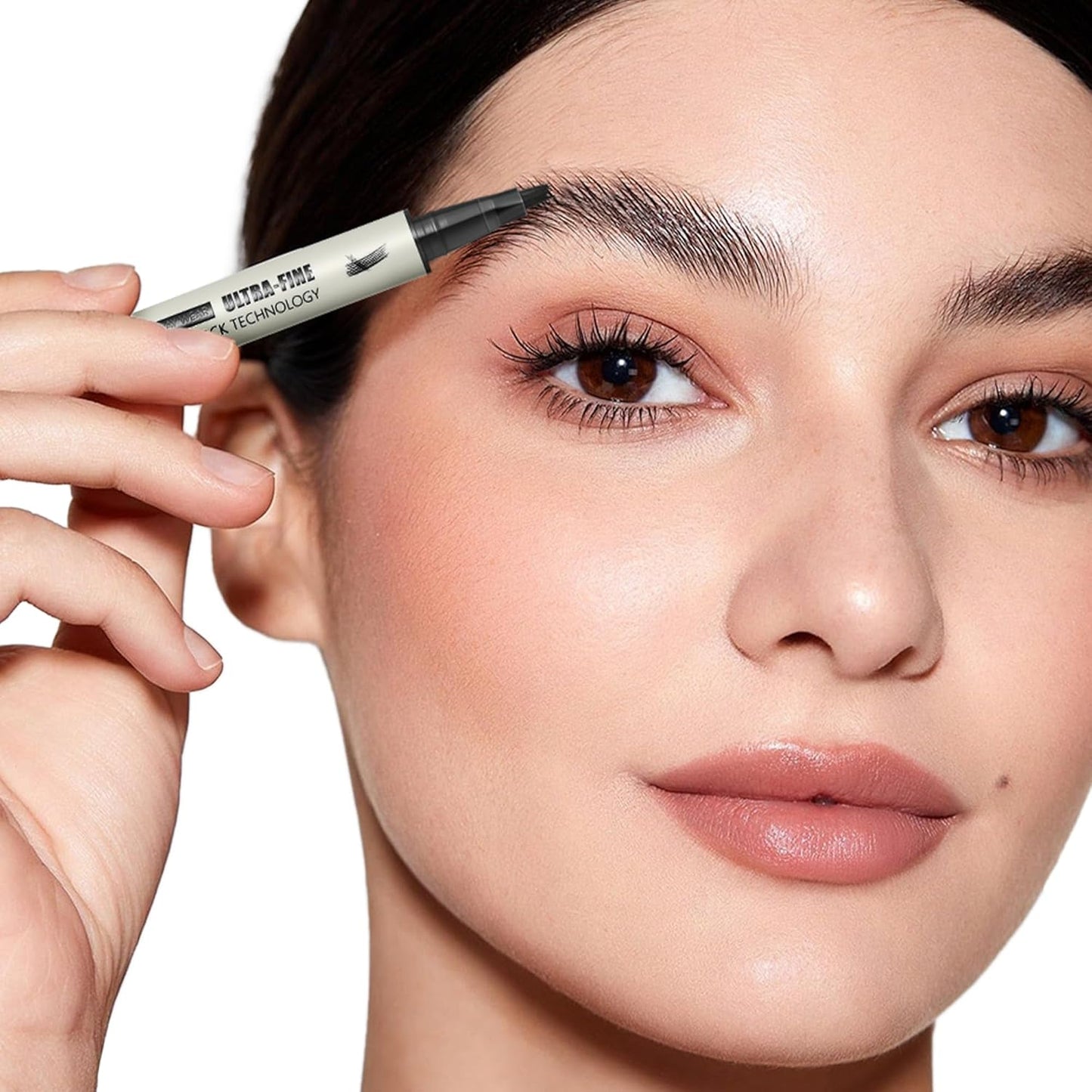 2 Pack Microblading Eyebrow Pen and Brow Tint for Women with Angled Brush & Dip to Effortlessly Create Natural Hair Like Brows, Waterproof Fast Eye Brow Makeup Pencil, Last All Day (Natural Black)